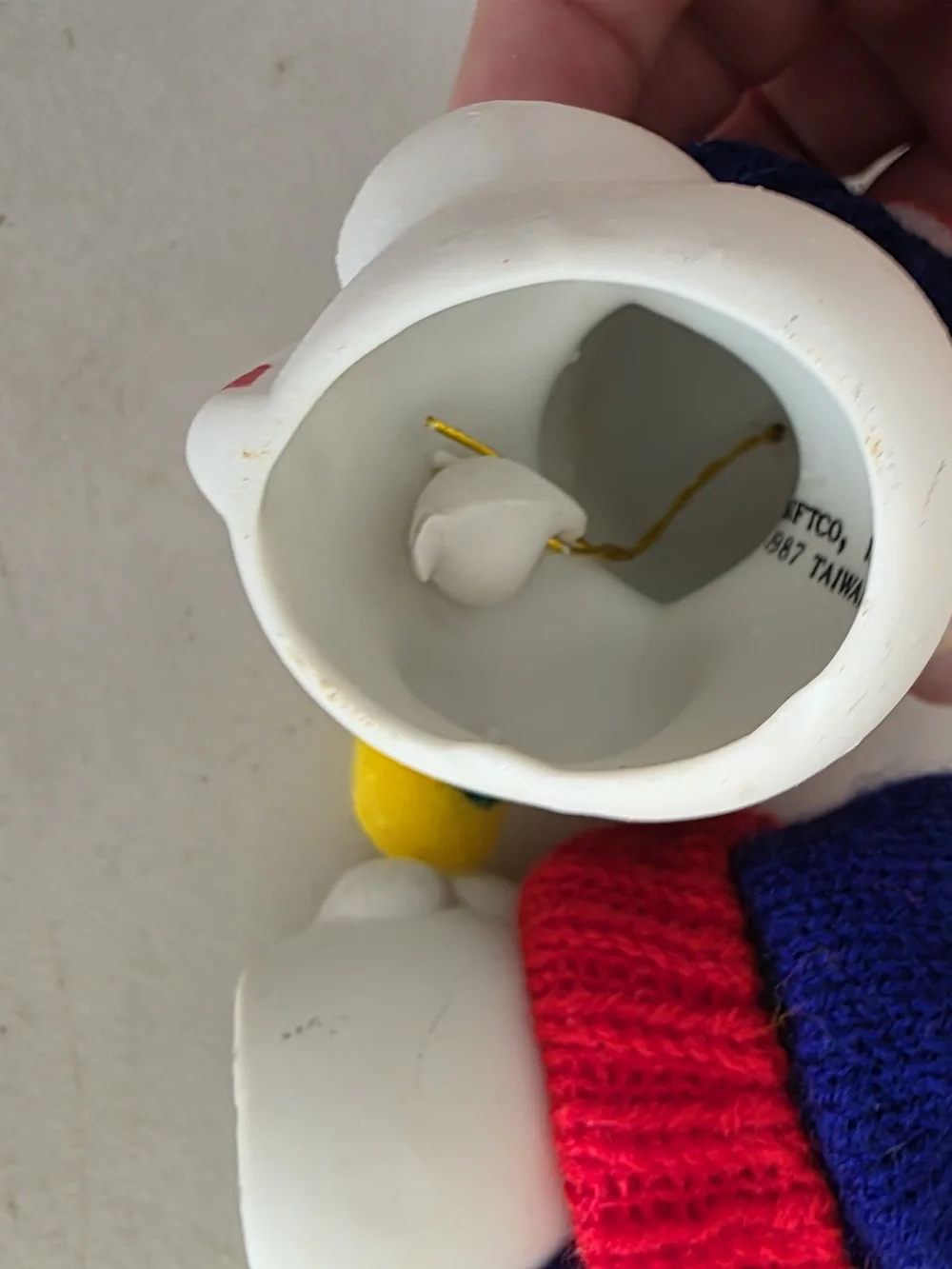 Home Interiors White Snowman Pair with Red and Blue Knit Hats